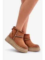 Kožené Semišové Sněhule Boty Na Platformě A Klínu Hnědé Maciejka 06769-29 Hnědé