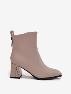 Dámské zateplené kotníkové boty na sloupku z pravé kůže – šedé Vinceza