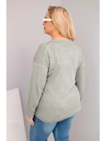 Dámská blůza Plus Size s V výstřihem a delším zadním dílem khaki