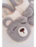 Kožešinové pantofle s motivem medvídka šedé Galine