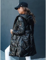 Dámská prošívaná dlouhá bunda s kapucí PAUL černá FashionStreet TY4415
