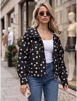 Dámská přechodová bunda s puntíky a kapucí, černá, FashionStreet TY6035