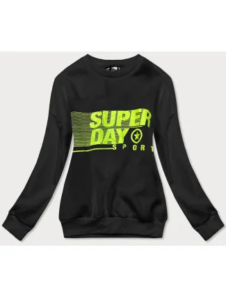 Černá dámská tepláková mikina s potiskem (26005) Černá dámská tepláková mikina s potiskem (26005)