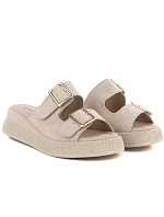 Kožené žabky na platformě beige Vinceza 88045 dámské