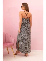 Dámské šaty na ramínka s šestiúhelníkovým vzorem černý