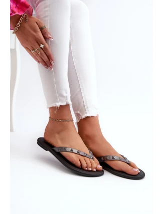 [Ploché elastické dámské žabky ZAXY JJ285297 šedo-černé]