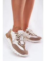 Kožené Polobotky Sneakers Dámské Artiker 56C1738 Bežovo-Zlaté