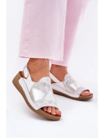 Dámské Kožené Sandály Na Klínu S Pletením Maciejka L7067-11 Bílé