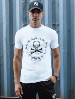 Pánské bílé tričko s potiskem FashionStreet RX5581