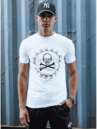 Pánské bílé tričko s potiskem FashionStreet RX5581