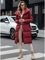 Dámský dlouhý prošívaný kabát FAVI bordó FashionStreet TY4961 Dámský dlouhý prošívaný kabát FAVI bordó FashionStreet TY4961