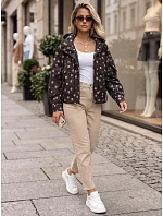 Dámská přechodová bunda s puntíky a kapucí, hnědá, FashionStreet TY6036 Dámská přechodová bunda s puntíky a kapucí, hnědá, FashionStreet TY6036