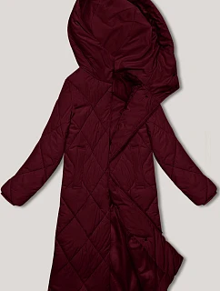 Dlouhá zimní bunda s kapucí J.Style bordó (5M3173-1)
