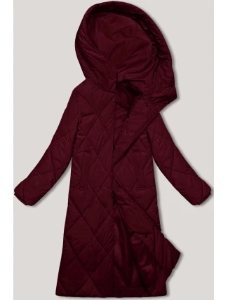 Dlouhá zimní bunda ve vínové bordó barvě s kapucí J.Style (5M3173-1)