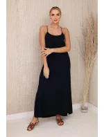 Dlouhé šaty bez ramínek námořnická modř