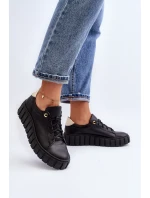 Dámská kožená polobotka na tlusté podešvi Zazoo 2919 černá Dámská kožená polobotka na tlusté podešvi Zazoo 2919 černá