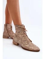 Kožené vzorované botky na plochém podpatku Maciejka 06391-04