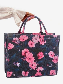 Velká Kabelka S Květinami Černo-Růžová Mooch