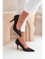 Materiálové Dámské Lodičky V Proužku Černé Tifidra