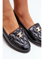 Kožené Lakované Mokasíny Se Zlatou Dekorací Laura 2927 Černé