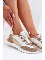 Kožené Polobotky Sneakers Dámské Artiker 56C1738 Bežovo-Zlaté