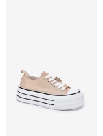 Dámské Tenisky Na Platformě Se Zlatými Připínáčky Béžové Fiorina Dámské Tenisky Na Platformě Se Zlatými Připínáčky Béžové Fiorina