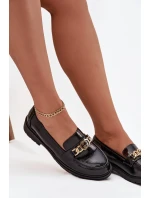 Lakované dámské mokasíny se zlatým ozdobným S Bar ski HY52 539 černé Lakované dámské mokasíny se zlatým ozdobným S Bar ski HY52 539 černé