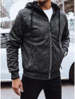 Pánská rozepínací zateplená tmavě šedá mikina FashionStreet BX5626 Pánská rozepínací zateplená tmavě šedá mikina FashionStreet BX5626