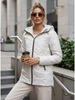 Dámská prošívaná přechodná bunda s kapucí světle šedá FashionStreet TY5610