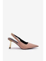 Lakované Lodičky S Otevřenou Patou Béžové Filona