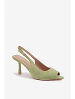Dámské sandály na jehlovém podpatku Eko semiš zelené Sevina