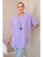 Oversized halenka s přívěskem světle fialová Oversized halenka s přívěskem světle fialová