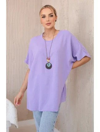 Oversized halenka s přívěskem světle fialová Oversized halenka s přívěskem světle fialová