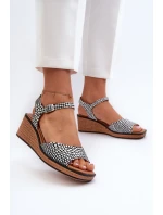 Dámské sandály Na Klinu Sergio Leone SK303 Černobílé Dámské sandály Na Klinu Sergio Leone SK303 Černobílé