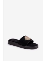 Dámské pantofle se zlatou ozdobou černé Kaliora