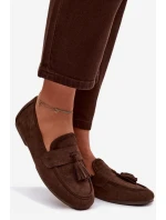 Dámské mokasíny ploché s třásněmi čokoládové Marilisse