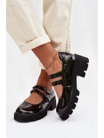 Lakované dámské polobotky na podpatku s pásky Kamira