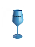 POHODINDA - modrá nerozbitná sklenice na víno 470 ml