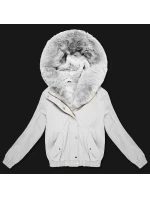 Krátká bílá bunda s kožešinovou podšívkou S'West (B8506-26)