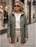 Dámská prošívaná přechodová bunda s kapucí, zelená, FashionStreet TY5770 Dámská prošívaná přechodová bunda s kapucí, zelená, FashionStreet TY5770
