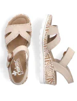 Pohodlné béžové sandály na platformě s podpatky Rieker W RKR595 Pohodlné béžové sandály na platformě s podpatky Rieker W RKR595
