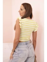 Dámská pruhovaná blůza s nařasením a volánkem zelená Dámská pruhovaná blůza s nařasením a volánkem zelená