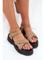 Dámské sandály na platformě z eko kůže khaki Gevinniser