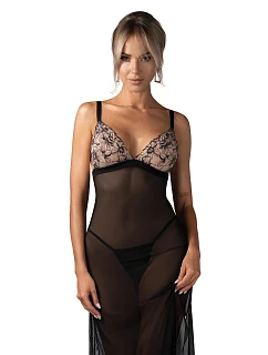 Svůdná noční košilka Vila Blanes Long Chemise černá - Obsessive