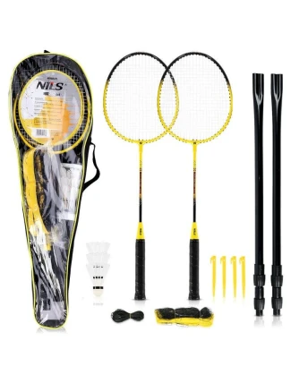 Badmintonová sada NILS NRZ262 ALUMINIUM 2 rakety, 3 péřové šipky, síť 600x60cm, pouzdro