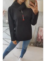 Tunika na zip s kapucí Oversize černá