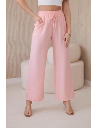 Viskózové kalhoty se širokými nohavicemi světle pudrově růžová Viskózové kalhoty se širokými nohavicemi světle pudrově růžová