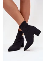 Dámské Botky Na Podpatku Se Zlatým Detalem Zazoo 3128 Černé