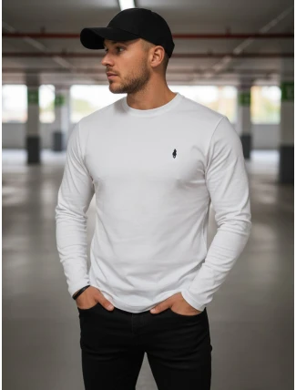 FashionStreet pánské bílé tričko s dlouhým rukávem LX0564 FashionStreet pánské bílé tričko s dlouhým rukávem LX0564