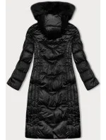 Vypasovaná černá dlouhá dámská zimní bunda S'west (B8201-1)